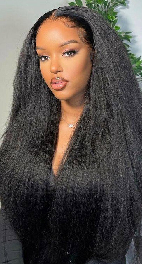 Women’s Front Lace Yaki Straight Synthetic Wig – 24-Inch T Part Lace