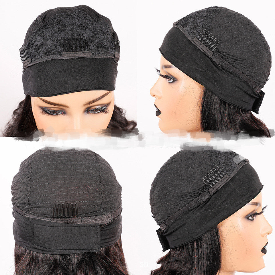 Women’s Ice Silk Headband Wig – Long Curly 100% Human Hair, Smooth & Dyeable, Multiple Length Options