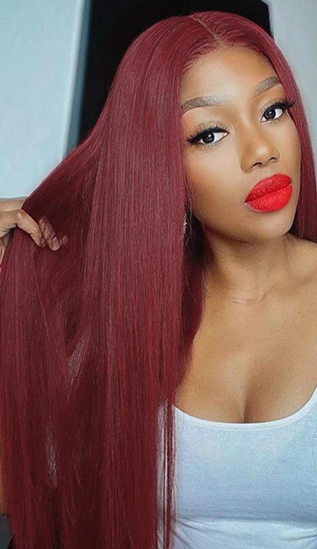 Women’s Lace Front Long Straight Wig Head Cover – Fashionable Solid Color, High-Temperature Wire, Sleek & Elegant