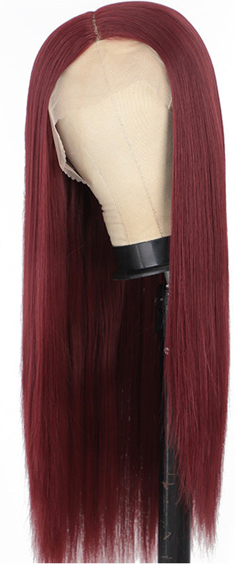 Women’s Lace Front Long Straight Wig Head Cover – Fashionable Solid Color, High-Temperature Wire, Sleek & Elegant