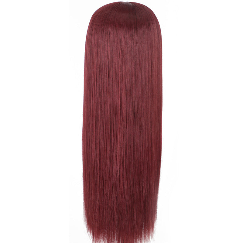 Women’s Lace Front Long Straight Wig Head Cover – Fashionable Solid Color, High-Temperature Wire, Sleek & Elegant