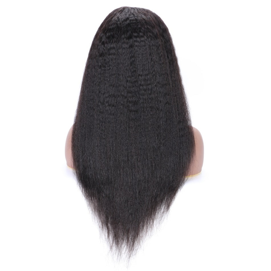 Yaki 13x4 Lace Frontal Wig – Kinky Straight, 100% Human Hair, Fully Hand-Woven, Customizable Length & Bangs