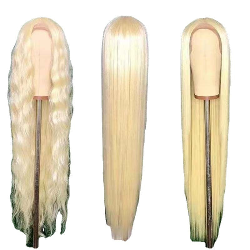 Vibrant Multicolor Medium Long Curly Wig with Oblique Bangs - High Temperature Wire, 65cm