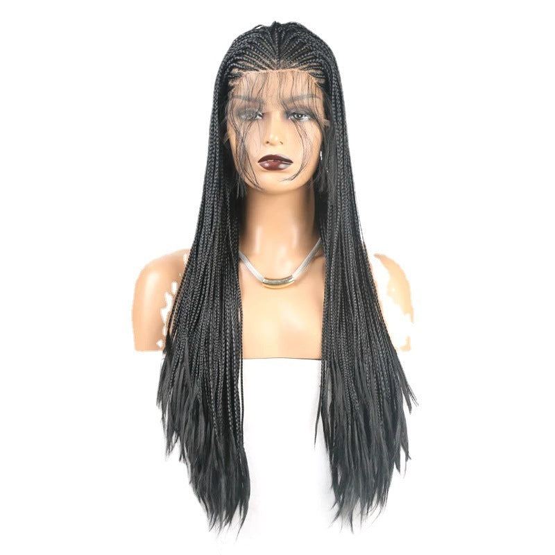 Exotic Long Curly Synthetic Wig with Dirty Braid Front Lace - High Temperature Silk