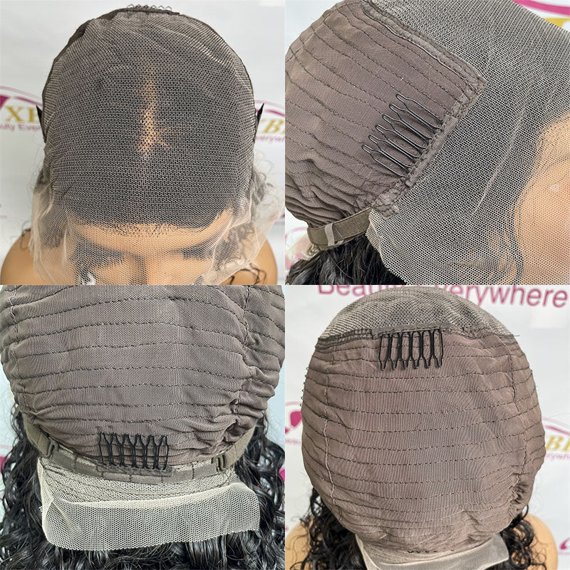 Hair 13x6 Short Lace Front Human Hair Bob Wig Water Wave Wig
