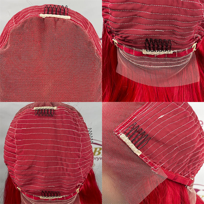 Hair 13x6 Red Lace Front Wig Short Bob Wig With Pre-plucked Hairline