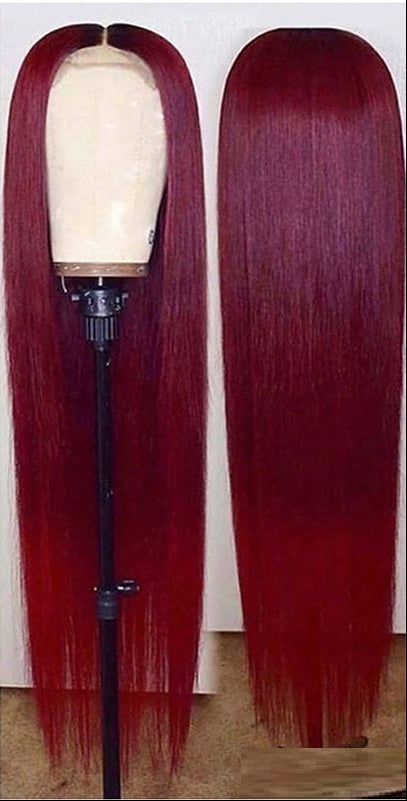 Full Headgear Long Straight Front Lace Wig | Real Human Hair | Fully Hand-Woven | Dyeable | Smooth, Natural Look