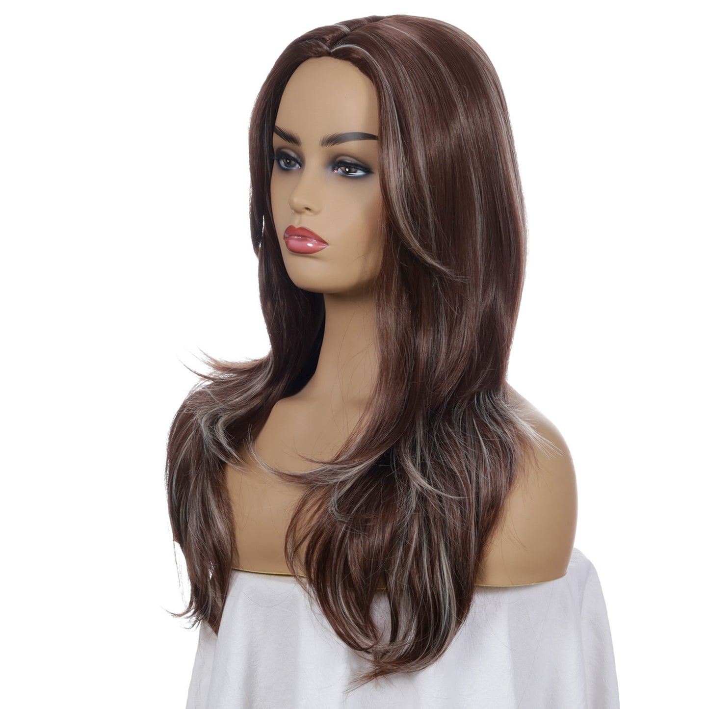 Elegant Mid-Length Curly Synthetic Wig with Side Bangs - Available in Multiple Shades
