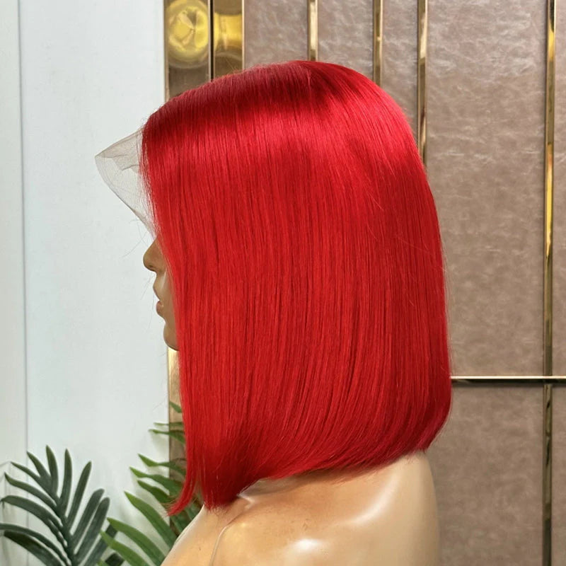 Hair 13x6 Red Lace Front Wig Short Bob Wig With Pre-plucked Hairline