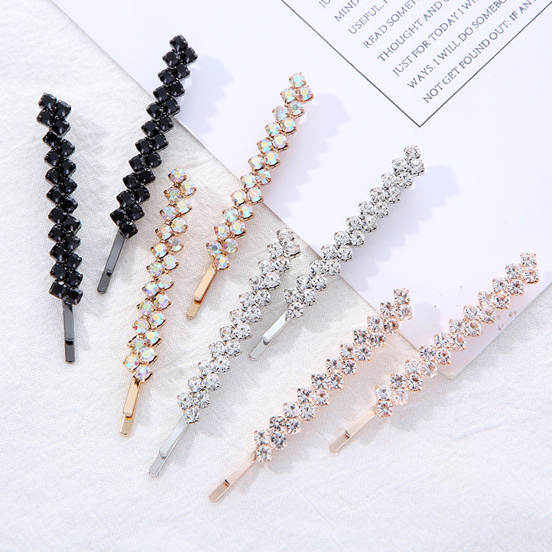 Elegant Rhinestone Polka Dot Hairpins - Electroplated Black, Gold, Silver, and Rose Gold