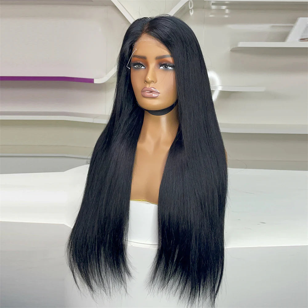 Jet Black #1 Straight Lace Closure Wig 4x4/5x5/6x6 HD Lace Closure Wig Pre-plucked Human Hair Wig