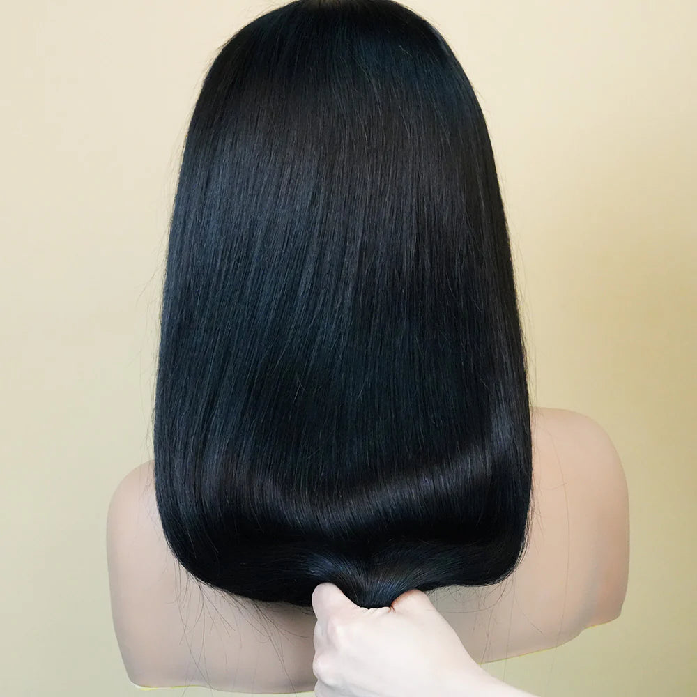 Hair Jet Black #1 Straight Lace Closure Wig 4x4/5x5/6x6 HD Lace Closure Wig Pre-plucked Human Hair Wig