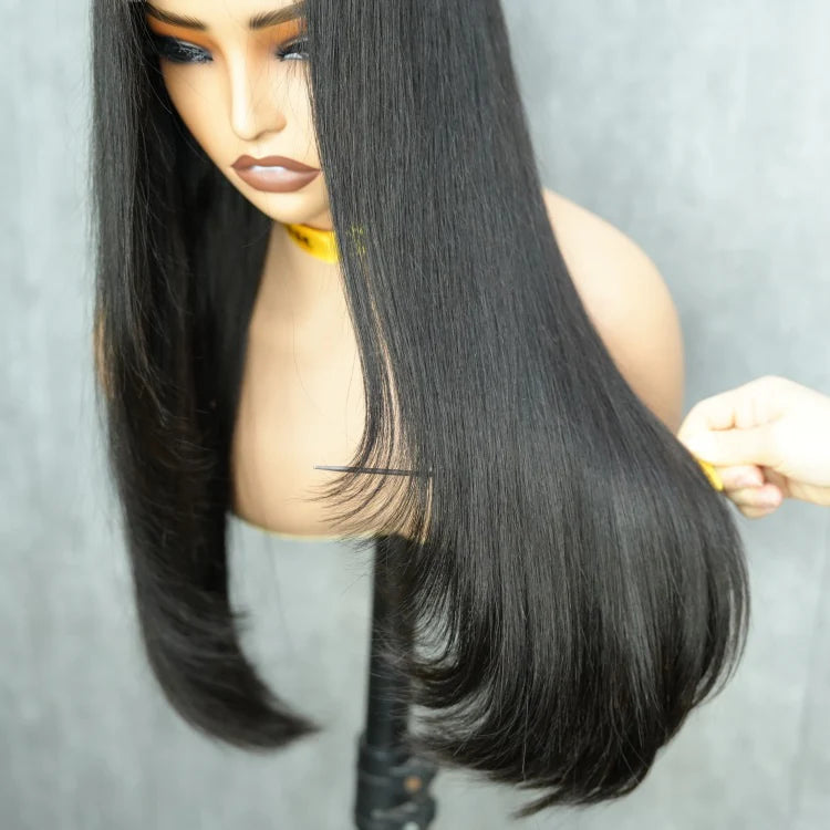 Layer-Cut Star Straight 5x5 HD Lace Closure Wig 250% Density Human Hair Wig