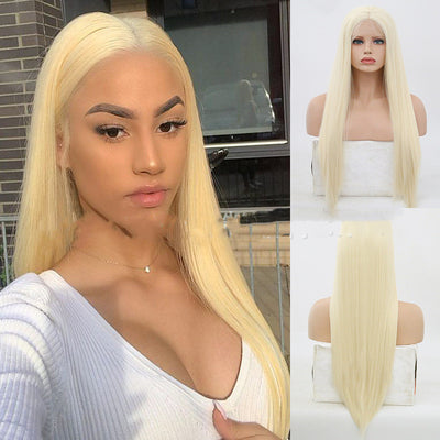 Golden Synthetic Front Lace Wig | 10-26 Inches, 150%-200% Density