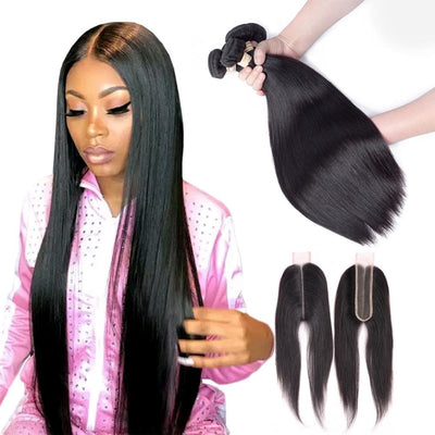 10A Virgin Straight Hair Extensions – 100% Unprocessed with Closure by BeuMax Hairs