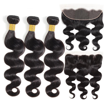 Premium 10A Grade Virgin Human Hair Extension Bundles with Frontal - BeuMax Hairs Loose Body Wave