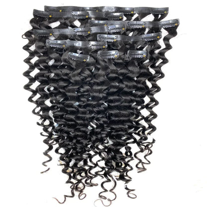 Hair Seamless Clip in Hair Extensions 100g Silicone Weft Deep Wave For Women