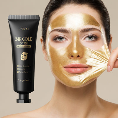 Gold Foil Snail Hydrating Tear-Off Mask - 50g Set with Eyebrow Shaving Knife