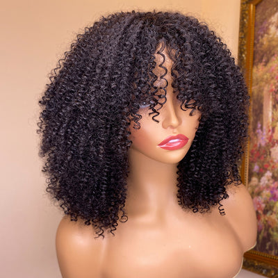 Versatile Kinky Curly Human Hair Wigs with Customizable Bangs – Available in Multiple Lengths