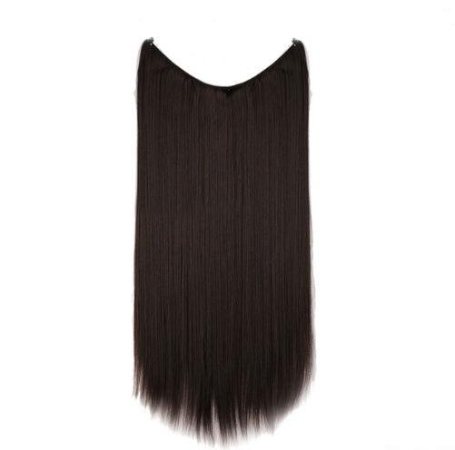 S-noilite 20-Inch Invisible Wire No Clips Hair Extensions – Silky Straight Synthetic Fish Line Hairpieces
