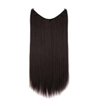 S-noilite 20-Inch Invisible Wire No Clips Hair Extensions – Silky Straight Synthetic Fish Line Hairpieces
