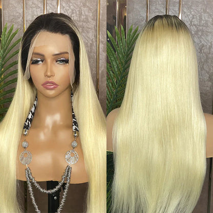 Hair Straight Human Hair Wig 1b/613 Ombre Blonde 13x4 Lace Frontal Wig