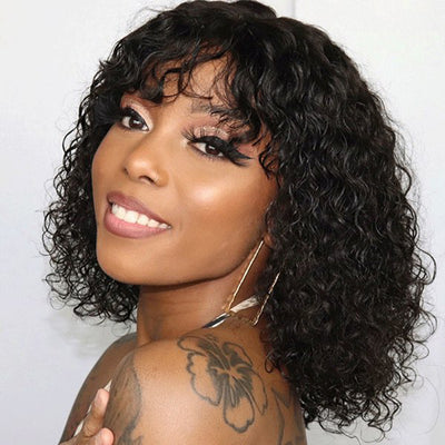 Water Wave Bob Wig – Full Machine-Made Short Hair