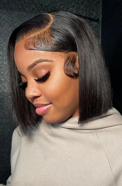 13x4 Glueless Short Bob Lace Front Wig – Bone Straight Hair