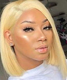 14-Inch Lengthened Wave Wig - Half-Handmade Crocheted Design in Stunning 613# Blonde