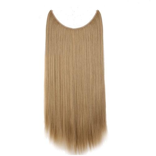 S-noilite 20-Inch Invisible Wire No Clips Hair Extensions – Silky Straight Synthetic Fish Line Hairpieces