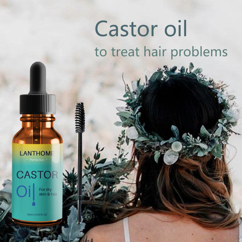 Lanthoma Organic Castor Oil for Hair Growth - Includes Brush, 100% Pure, Cold-Pressed