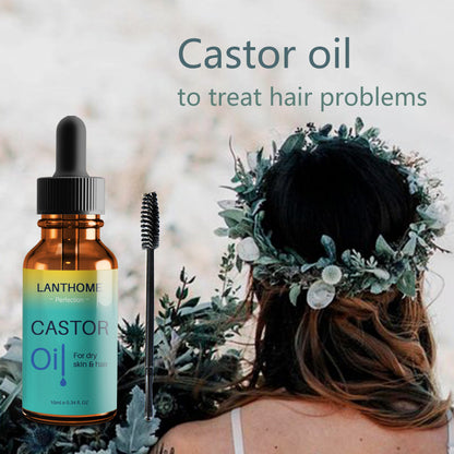 Lanthoma Organic Castor Oil for Hair Growth - Includes Brush, 100% Pure, Cold-Pressed