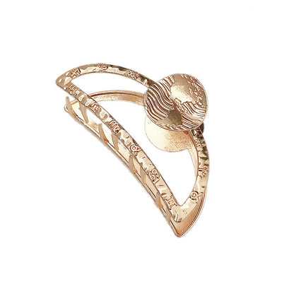 Gold-Plated European & American Style Metal Leaf Spring Hair Clip – Geometric Grasping Clip for Women