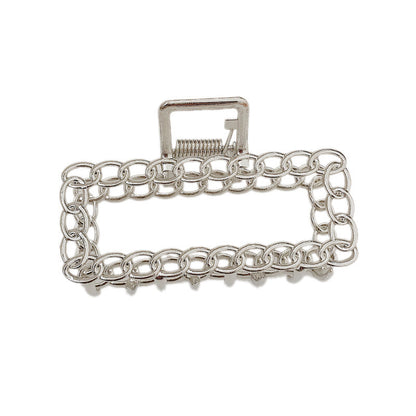 Gold-Plated European & American Style Metal Leaf Spring Hair Clip – Geometric Grasping Clip for Women