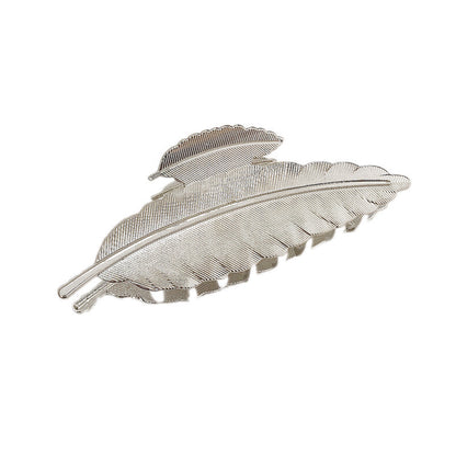 Gold-Plated European & American Style Metal Leaf Spring Hair Clip – Geometric Grasping Clip for Women