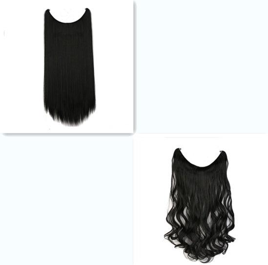 S-noilite 20-Inch Invisible Wire No Clips Hair Extensions – Silky Straight Synthetic Fish Line Hairpieces