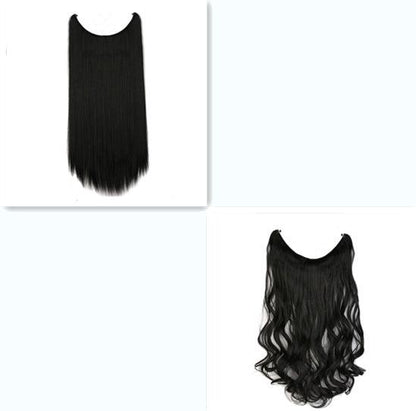 S-noilite 20-Inch Invisible Wire No Clips Hair Extensions – Silky Straight Synthetic Fish Line Hairpieces