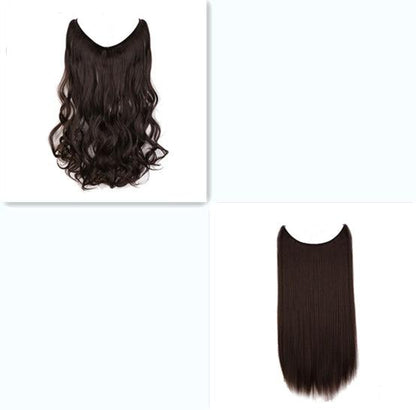 S-noilite 20-Inch Invisible Wire No Clips Hair Extensions – Silky Straight Synthetic Fish Line Hairpieces