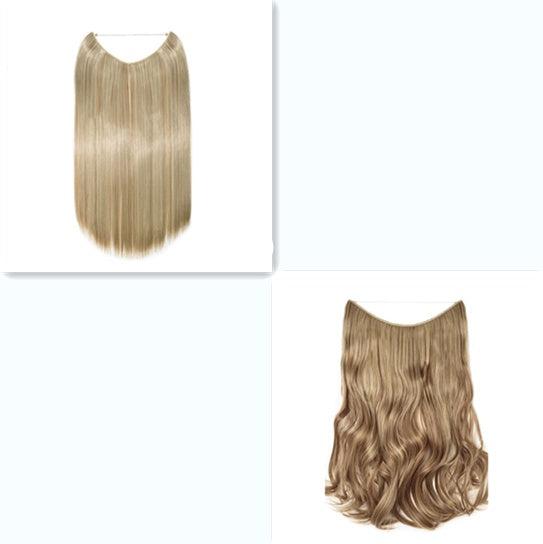 S-noilite 20-Inch Invisible Wire No Clips Hair Extensions – Silky Straight Synthetic Fish Line Hairpieces