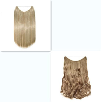 S-noilite 20-Inch Invisible Wire No Clips Hair Extensions – Silky Straight Synthetic Fish Line Hairpieces