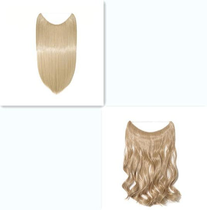 S-noilite 20-Inch Invisible Wire No Clips Hair Extensions – Silky Straight Synthetic Fish Line Hairpieces