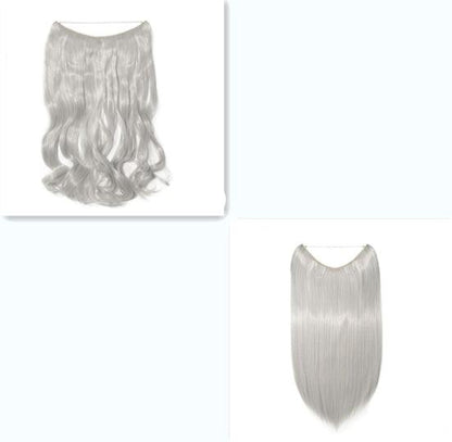 S-noilite 20-Inch Invisible Wire No Clips Hair Extensions – Silky Straight Synthetic Fish Line Hairpieces