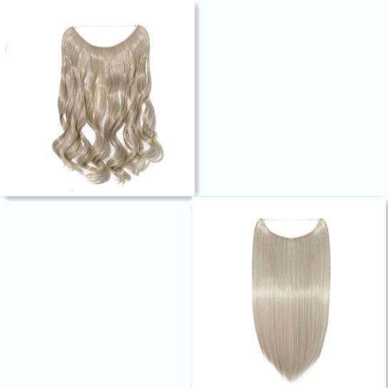 S-noilite 20-Inch Invisible Wire No Clips Hair Extensions – Silky Straight Synthetic Fish Line Hairpieces