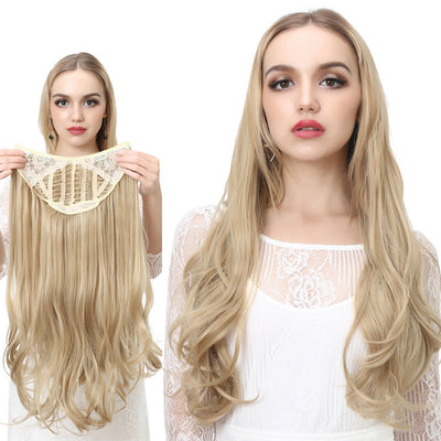 Luxurious Wavy U-Part Clip-In Wig | Long Blonde Black Synthetic Hairpieces