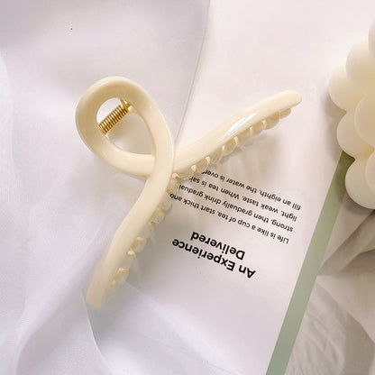 Korean Style Metal Bow Hairpin – Electroplated Grab Clip for Women