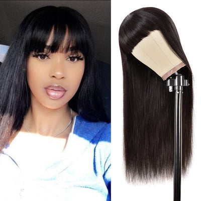 Luxurious Real Human Hair Wig with Versatile Qi Bangs | Star Fashion Straight Wig