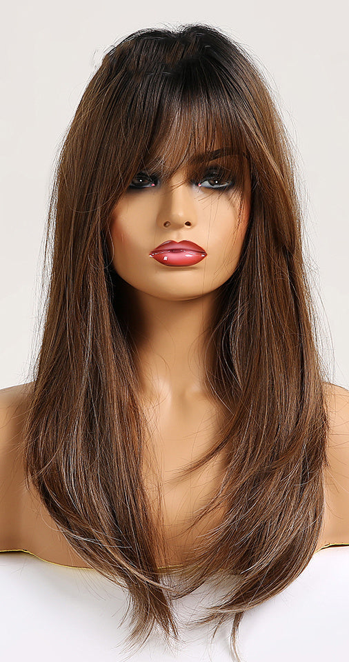 High-Temperature Fiber Long Wig with Bangs – Everyday Style for Role Play, Parties, and Daily Wear