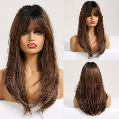 High-Temperature Fiber Long Wig with Bangs – Everyday Style for Role Play, Parties, and Daily Wear