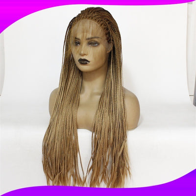 Chemical Fiber High Temperature Silk Long Straight Hair Half Hand Woven Front Lace Wig Headgear – Dyeable, 12-26 Inches, for Any Face Shape