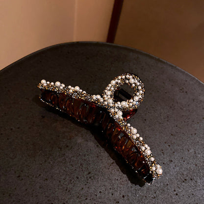 Elegant Alloy Hairpin with Artificial Gems – Silver & Gold Plated, Transparent, Black & Brown Options